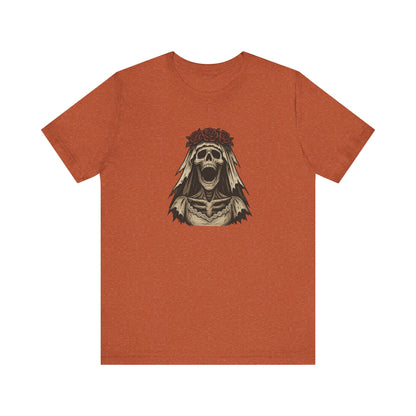 Screaming Skeleton Bride Halloween Shirt – Gothic Undead Bride Graphic Tee for Spooky Season Horror Fans