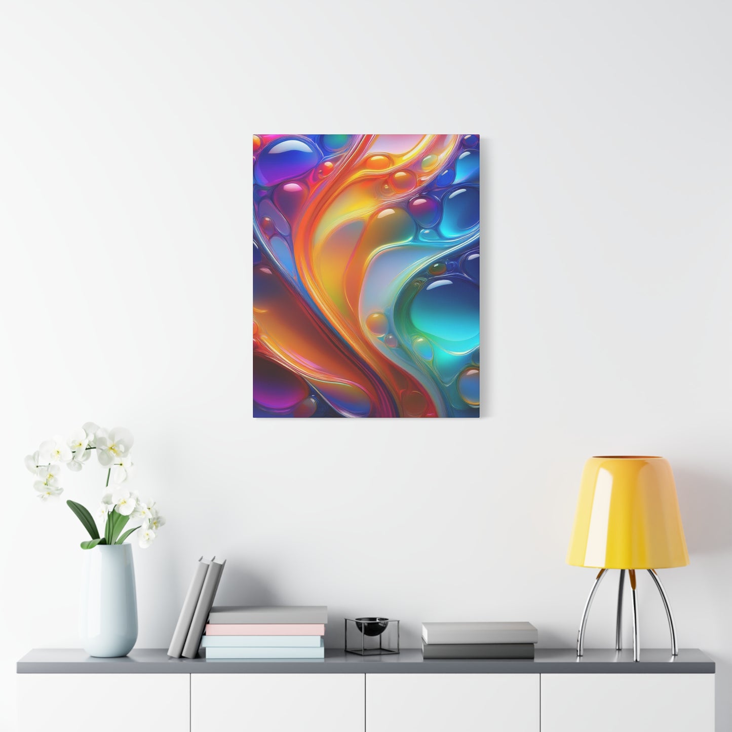 Flowing Glass Abstract Art Canvas Print - Colorful Fluid Design, Stretched Wall Decor