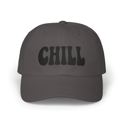 Chill Classic Dad Hat – Embroidered Relaxed Script Hat for Easygoing Vibes and Everyday Cool. Black Letters
