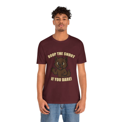 Boop the Snoot If You Dare Halloween Shirt – Funny Werewolf Halloween Graphic Unisex Jersey Short Sleeve Tee for Dog Lovers.
