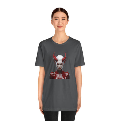 Fierce Devil Woman Halloween Shirt – Seductive Demon Graphic Tee for Bold Halloween Style