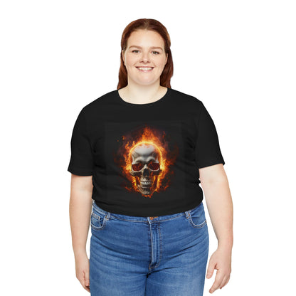 Flaming Skull Halloween Shirt – Intense Fire Skull Graphic Tee for Hardcore Spooky Season Style
