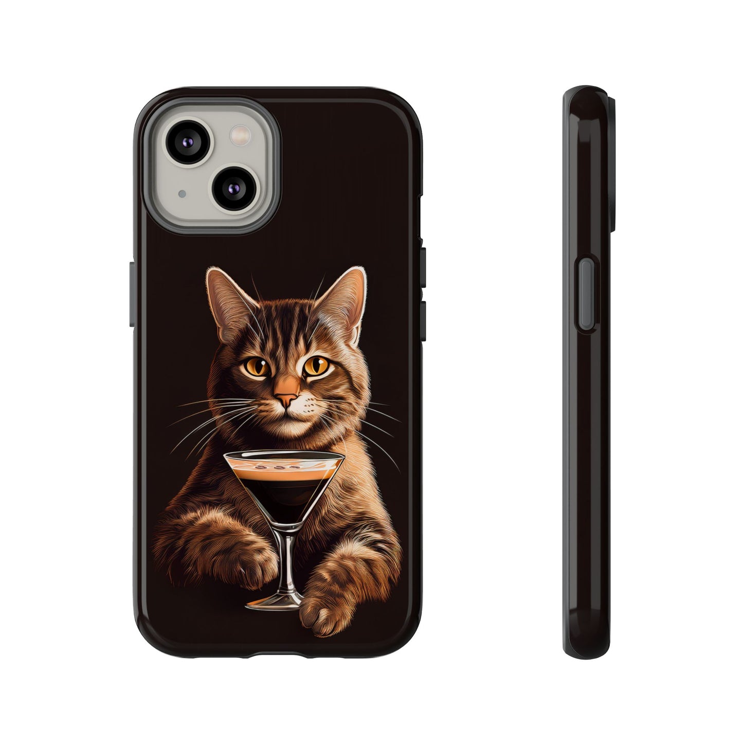 Sophisticated Cat with Espresso Martini Cell Phone Case 001