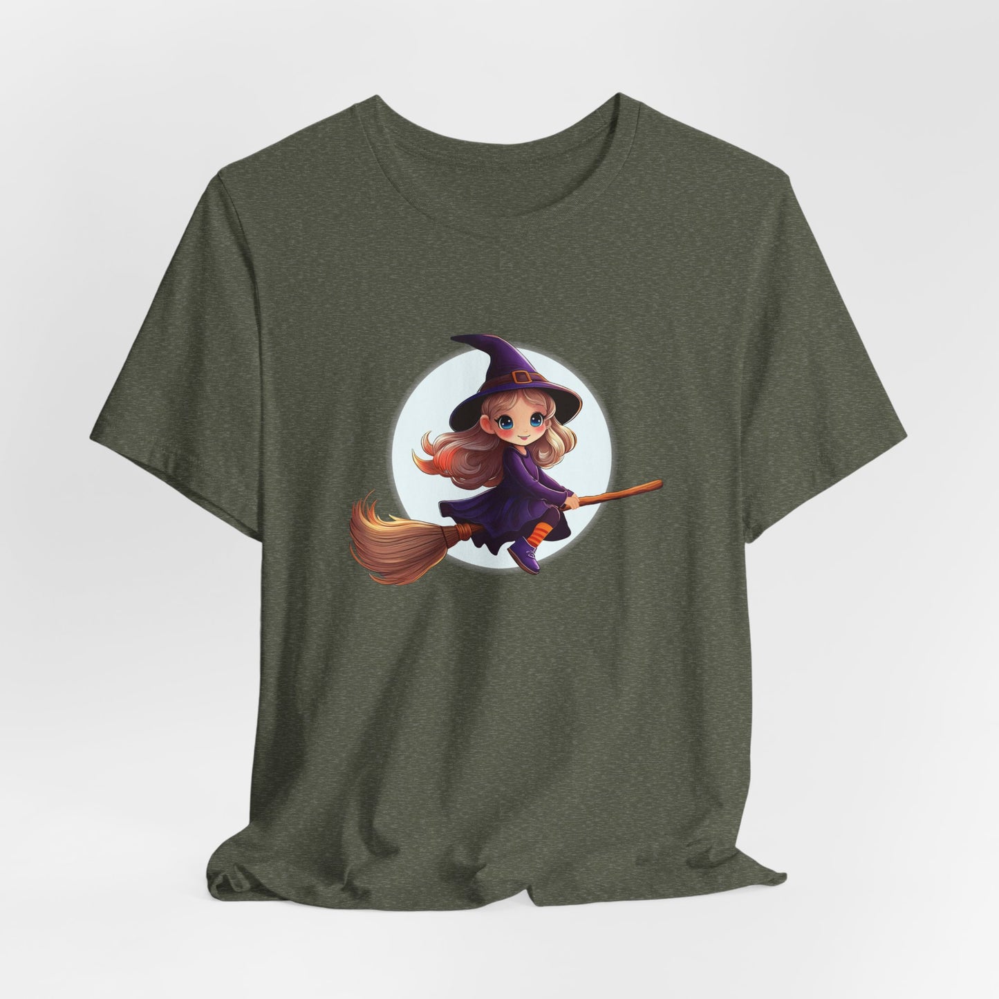 Cute Witch on a Broom Halloween Shirt – Adorable Flying Witch Graphic Tee for Kids and Magic Lovers