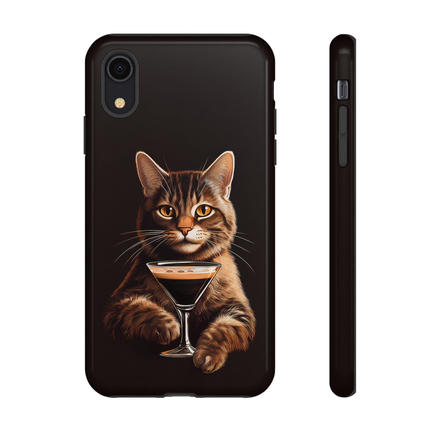 Sophisticated Cat with Espresso Martini Cell Phone Case 001