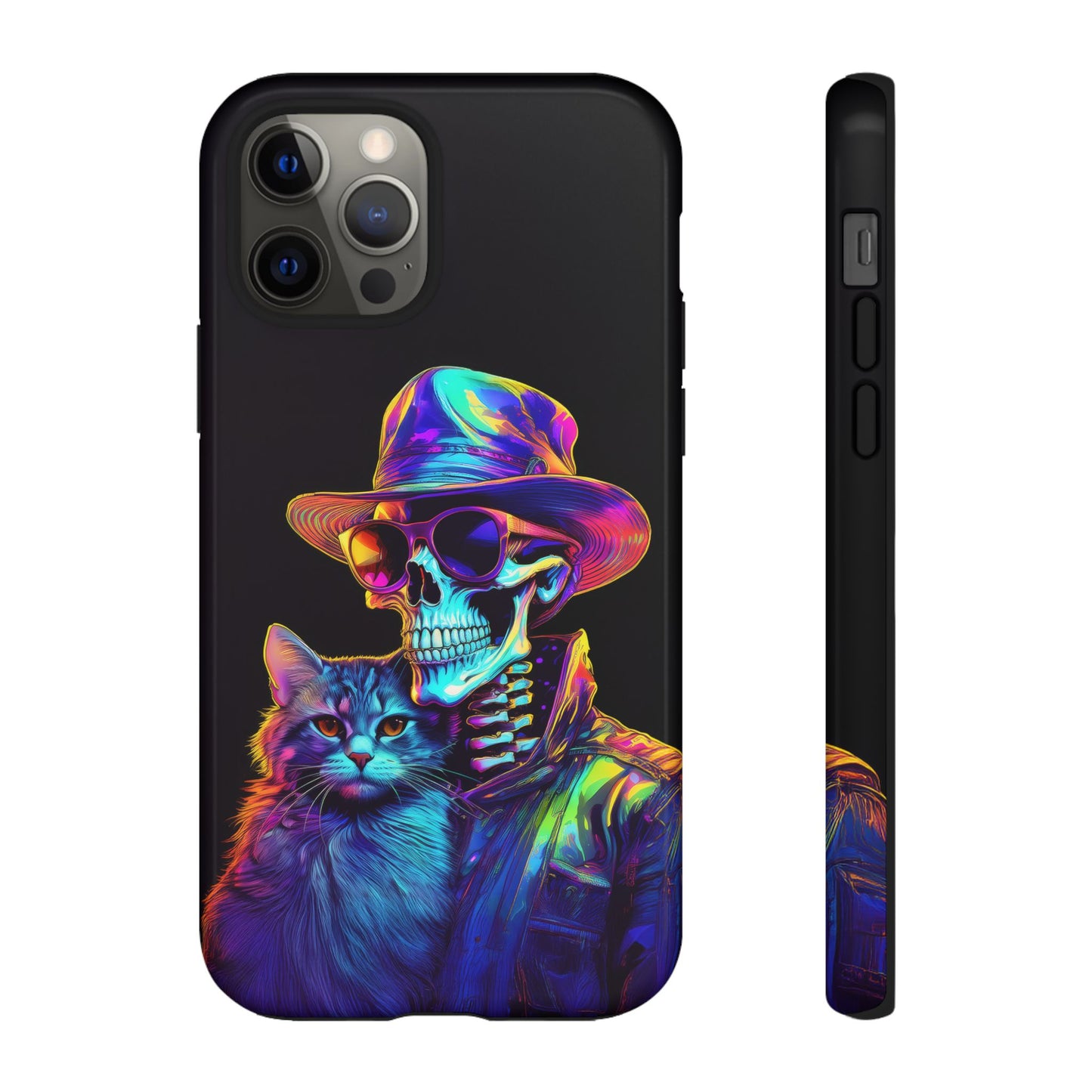 Skeleton holding a Cat Cell Phone Case 002