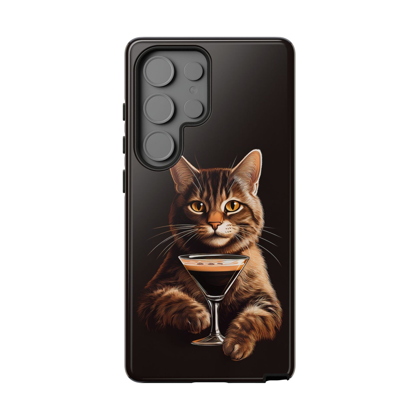 Sophisticated Cat with Espresso Martini Cell Phone Case 001