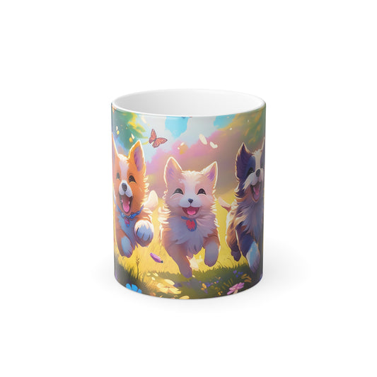 Puppies Chasing Butterflies Color Morphing Mug, 11oz