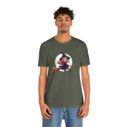 Cute Witch on a Broom Halloween Shirt – Adorable Flying Witch Graphic Tee for Kids and Magic Lovers
