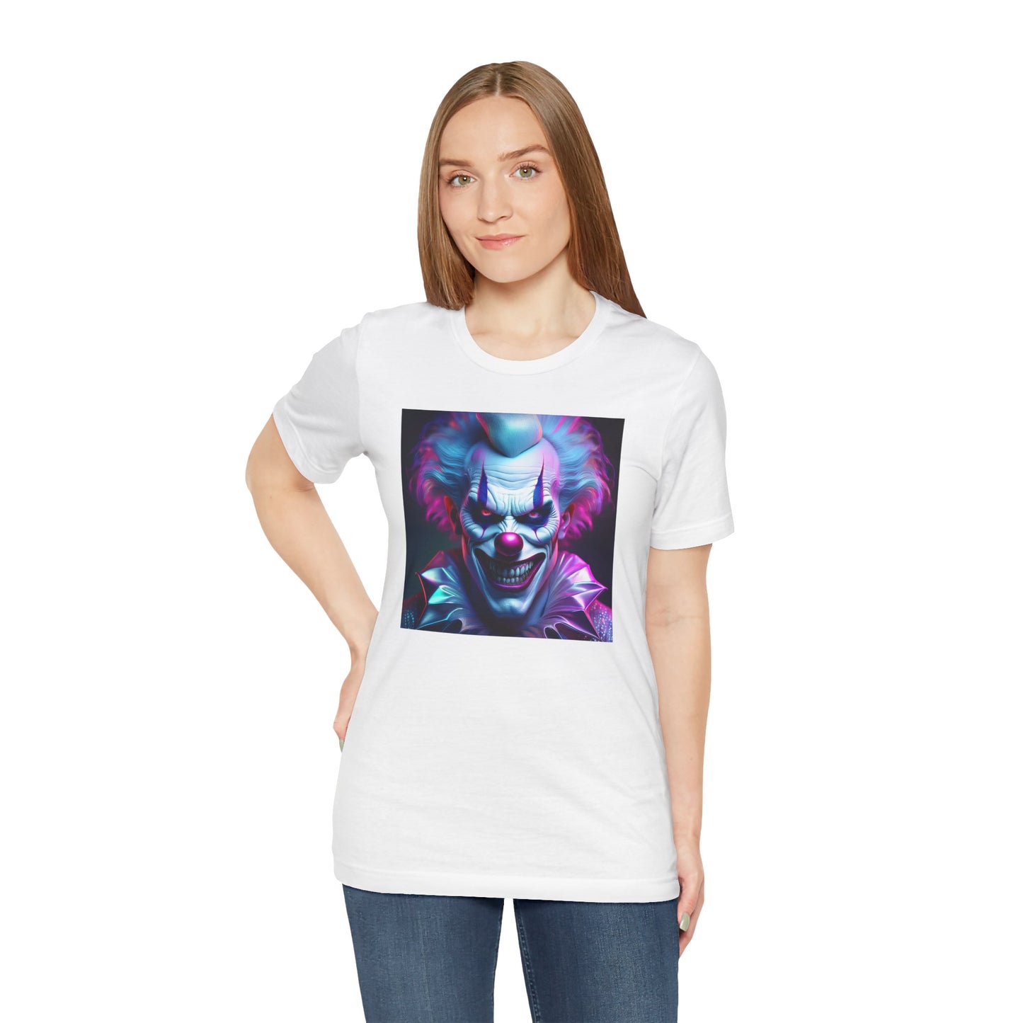 Scary Clown Halloween Shirt – Creepy Evil Clown Face Graphic Tee for Horror Fans. Unisex Jersey Short Sleeve Tee