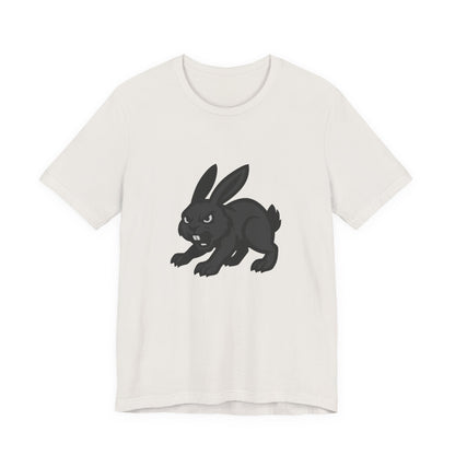 Angry Bunny Graphic T-Shirt – Fierce Black Rabbit Dark Theme Design on Dark Tee for Streetwear, Gym Style, or Bold Animal Aesthetic. Unisex Jersey Short Sleeve Tee