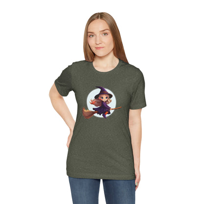 Cute Witch on a Broom Halloween Shirt – Adorable Flying Witch Graphic Tee for Kids and Magic Lovers
