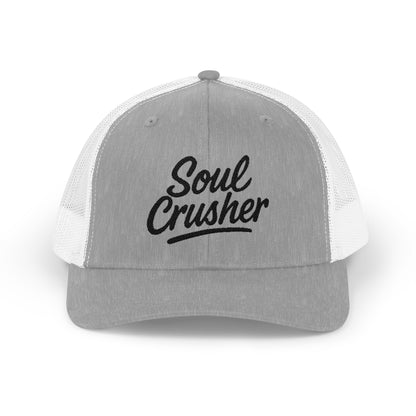 Soul Crusher Trucker Hat – Clean Script Hat with Bold Edge for Heartbreakers, Villains, and Power Moves. Black Letters