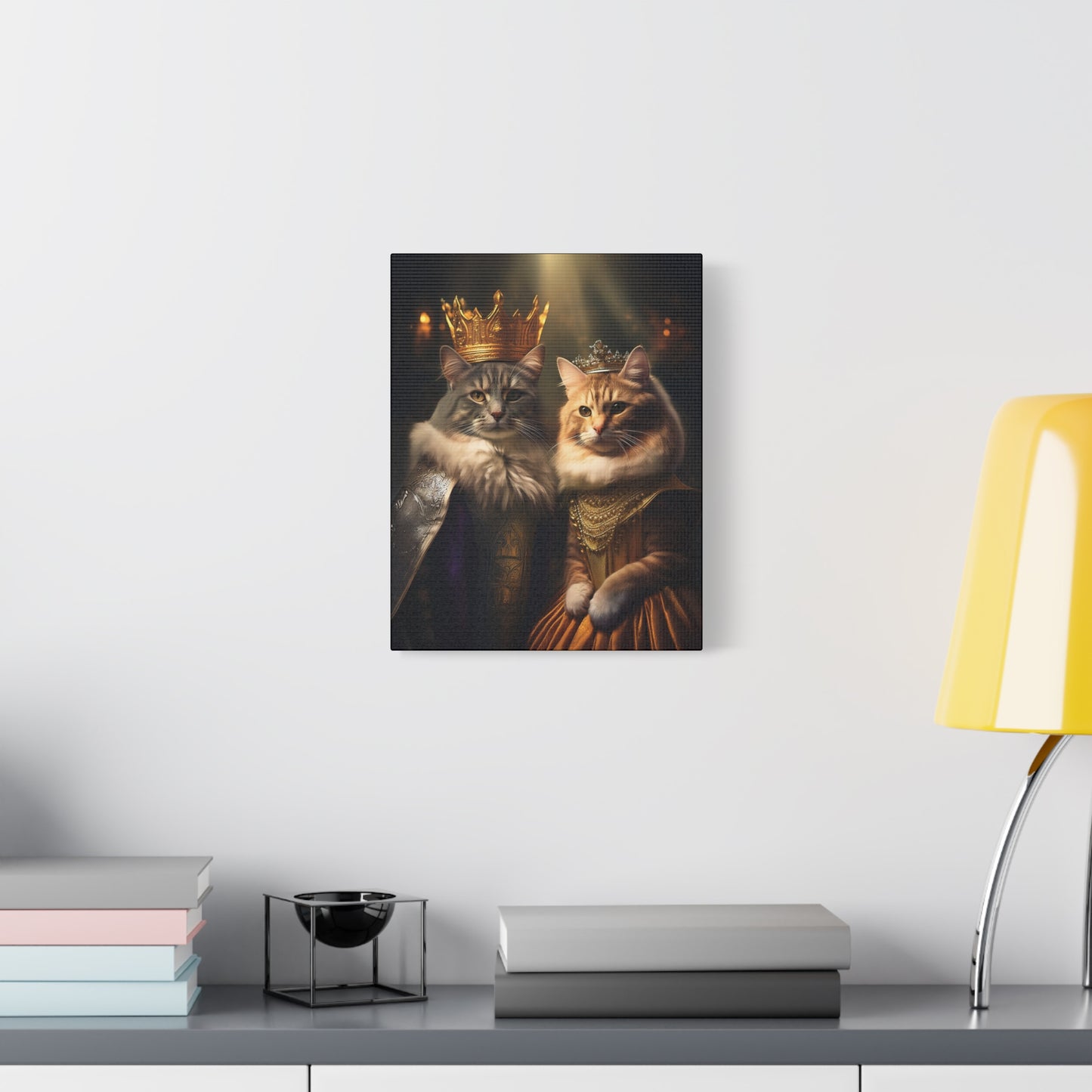 The Royal King and Queen of Meowsington Canvas Art | Stretched Matte Wall Decor 001