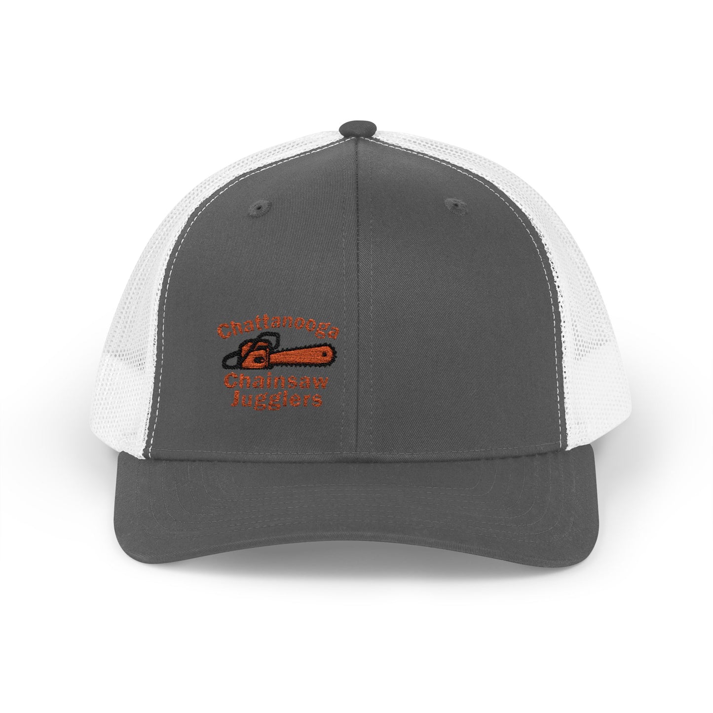 Chattanooga Chainsaw Jugglers Trucker Hat – Embroidered Retro Circus Chaos Hat with Dangercore Energy