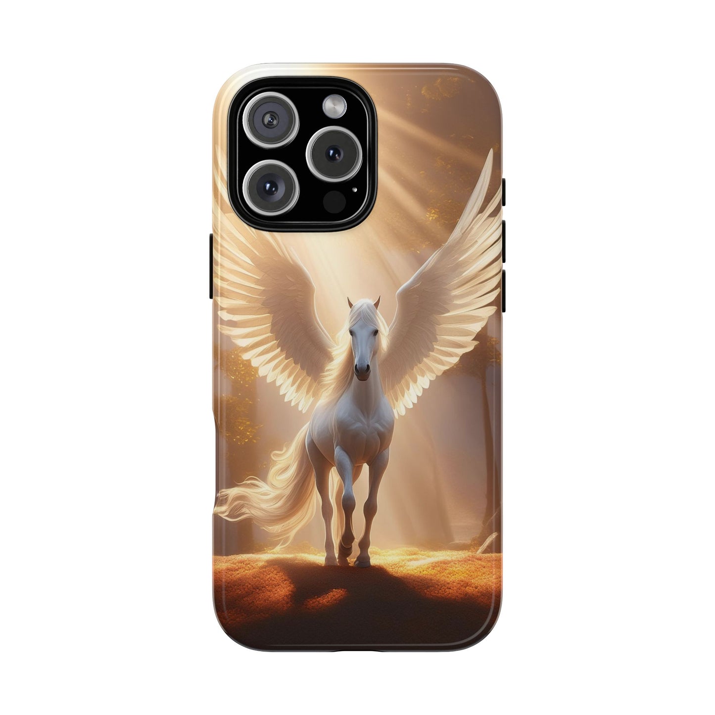 Pegasus Horse with beautiful wings lit by sun rays Tough Cases