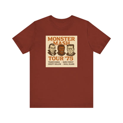 Monster Mash Tour '75 Halloween Shirt – Vintage Horror Band Tee Featuring Dracula, Wolfman, Frankenstein