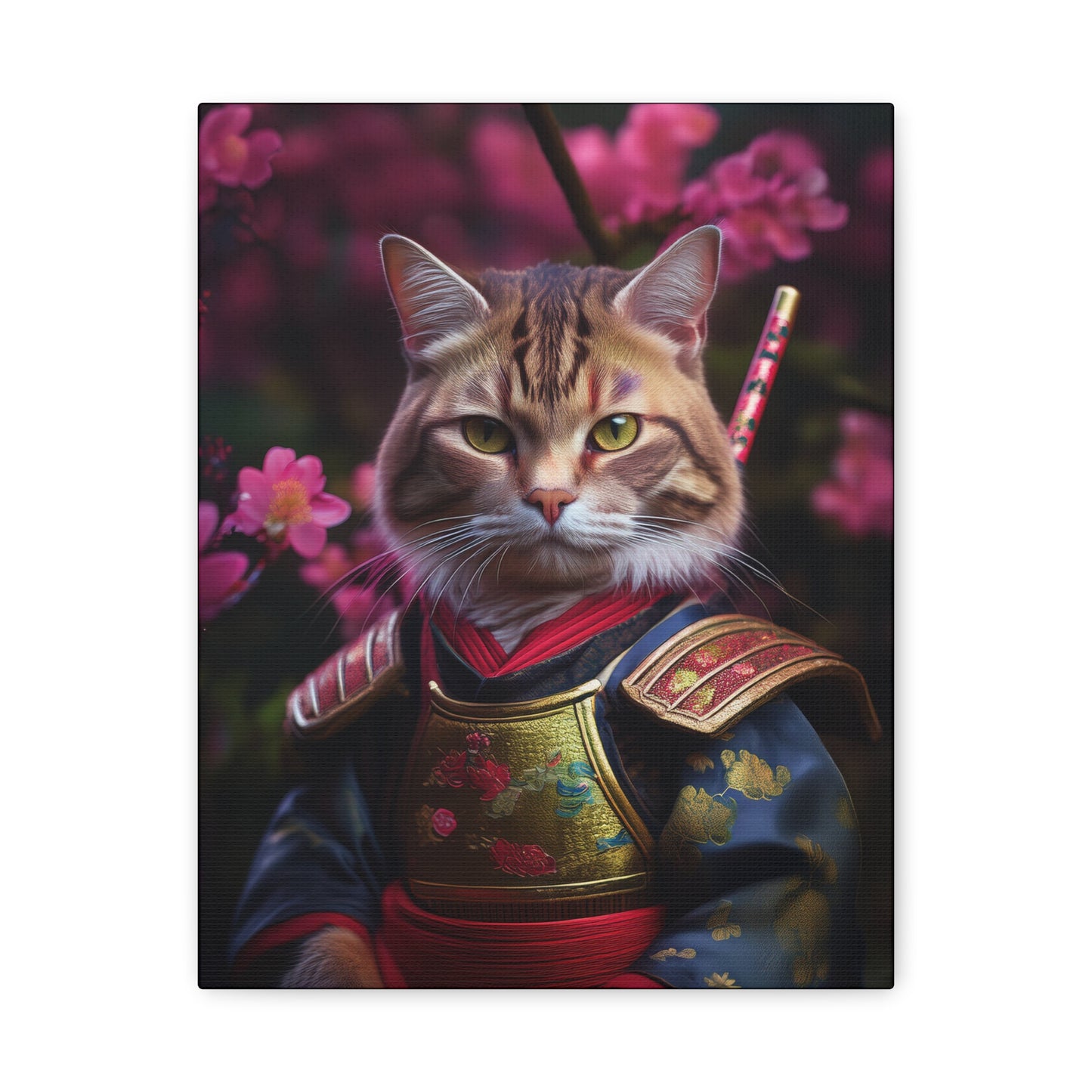 Samurai Meowster Canvas Art | Stretched Matte Wall Decor