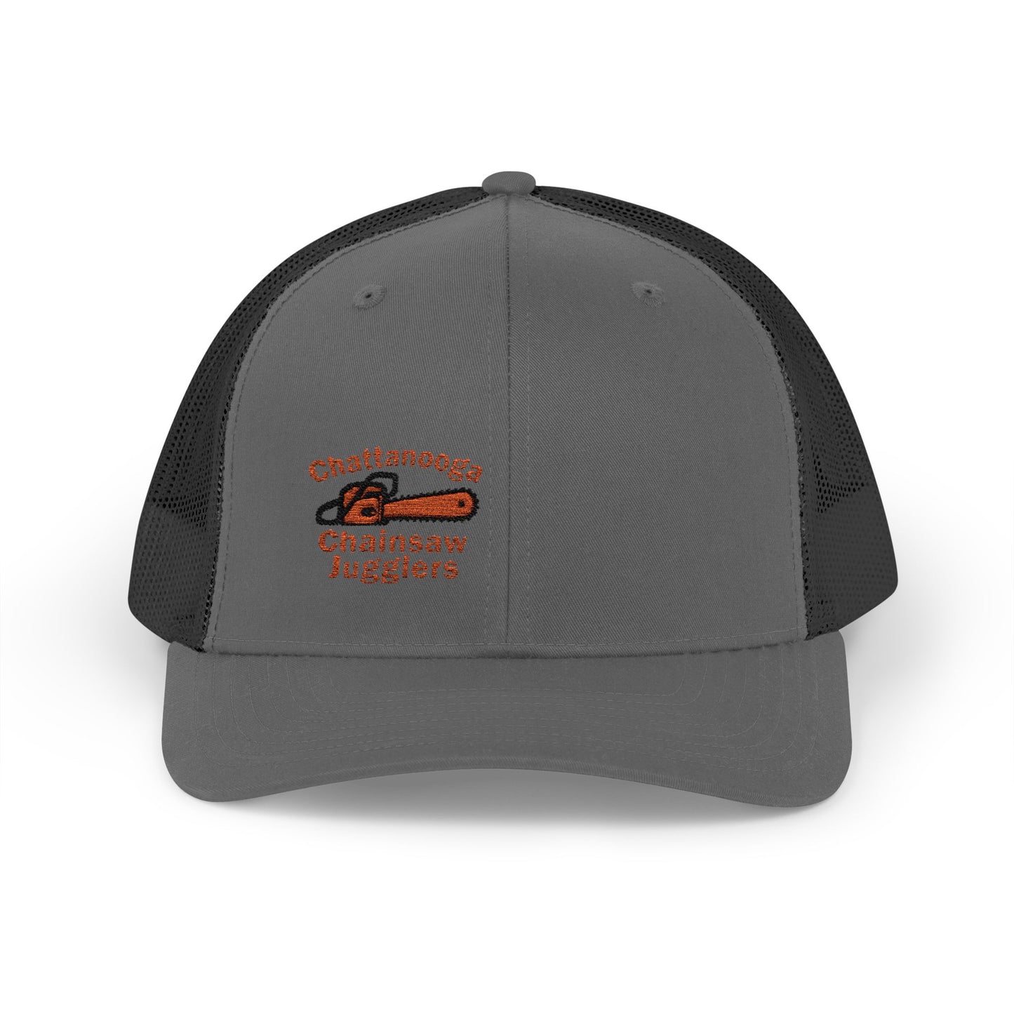 Chattanooga Chainsaw Jugglers Trucker Hat – Embroidered Retro Circus Chaos Hat with Dangercore Energy