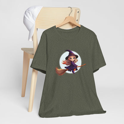 Cute Witch on a Broom Halloween Shirt – Adorable Flying Witch Graphic Tee for Kids and Magic Lovers