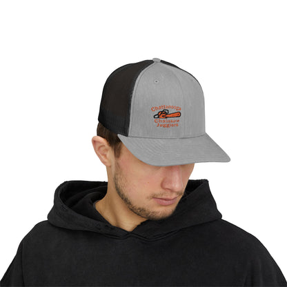 Chattanooga Chainsaw Jugglers Trucker Hat – Embroidered Retro Circus Chaos Hat with Dangercore Energy