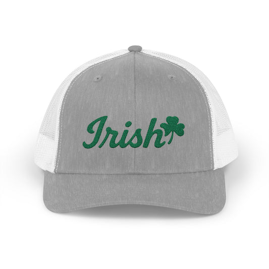 Irish Trucker Hat – Green Shamrock Hat with Script Embroidery for St. Patrick’s Day and Irish Pride