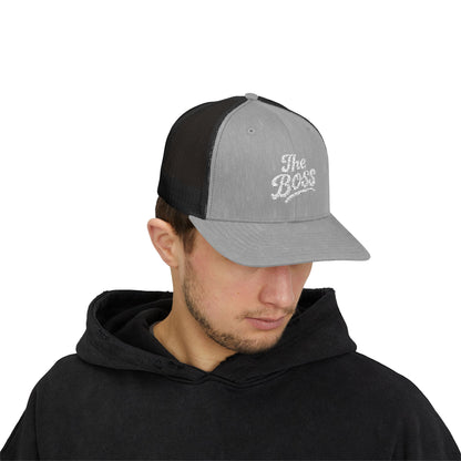 The Boss Trucker Hat – Embroidered Statement Hat for Power Moves Only. White Letters