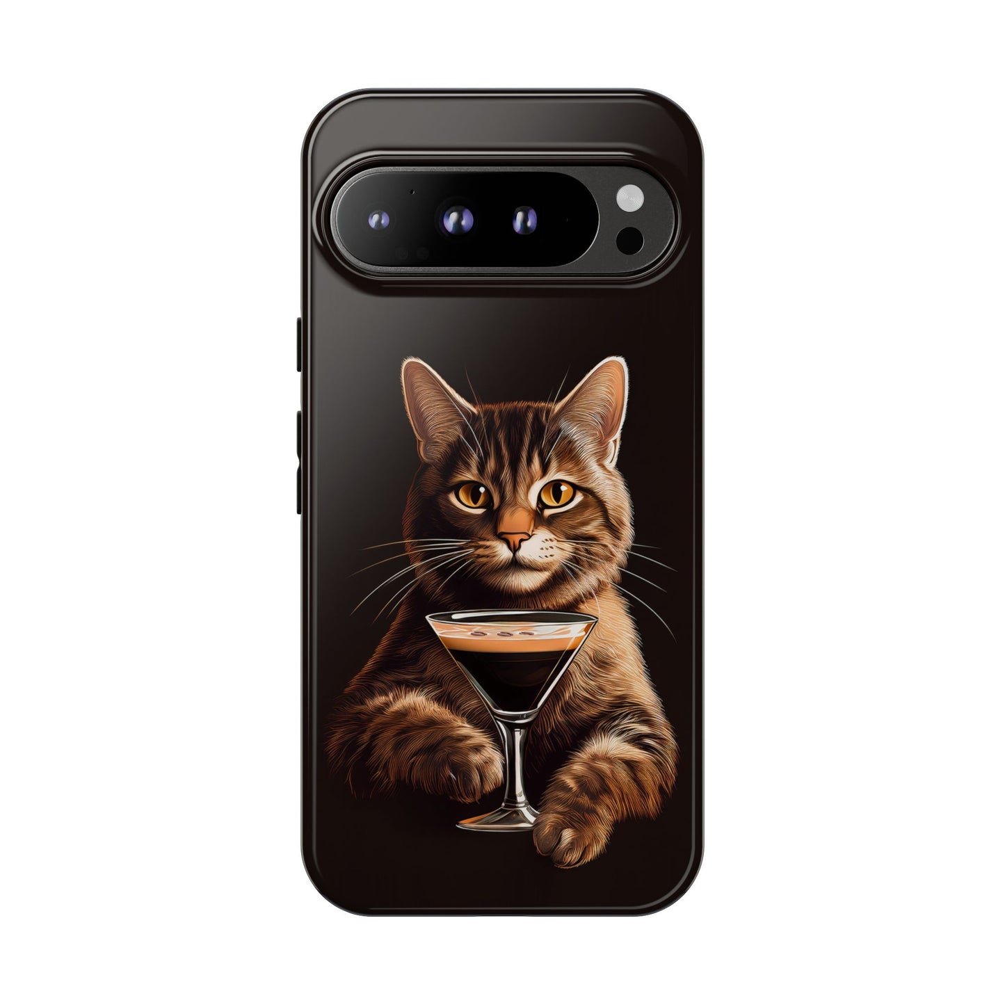 Sophisticated Cat with Espresso Martini Cell Phone Case 001