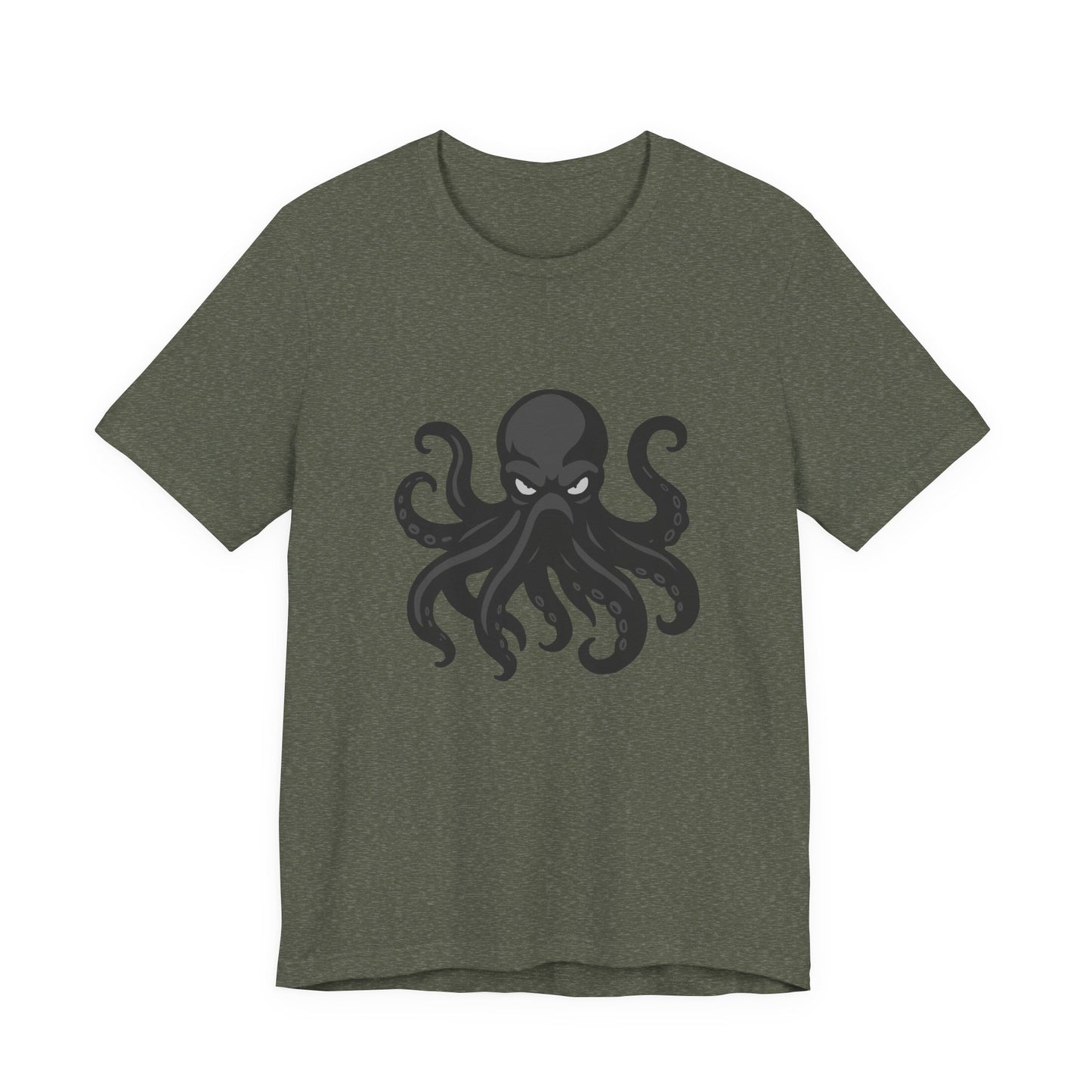 Dark Theme Octopus Graphic T-Shirt – Fierce Grayscale Tentacle Design on Black Tee with Bold Energy and Modern Ghost Effect. Unisex Jersey Short Sleeve Tee
