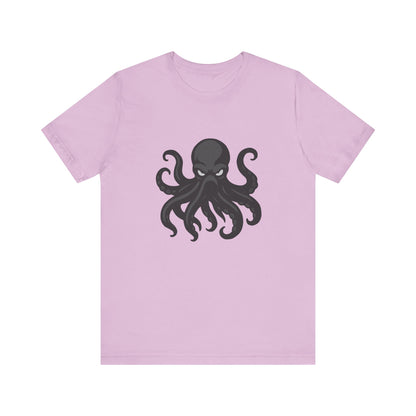 Dark Theme Octopus Graphic T-Shirt – Fierce Grayscale Tentacle Design on Black Tee with Bold Energy and Modern Ghost Effect. Unisex Jersey Short Sleeve Tee