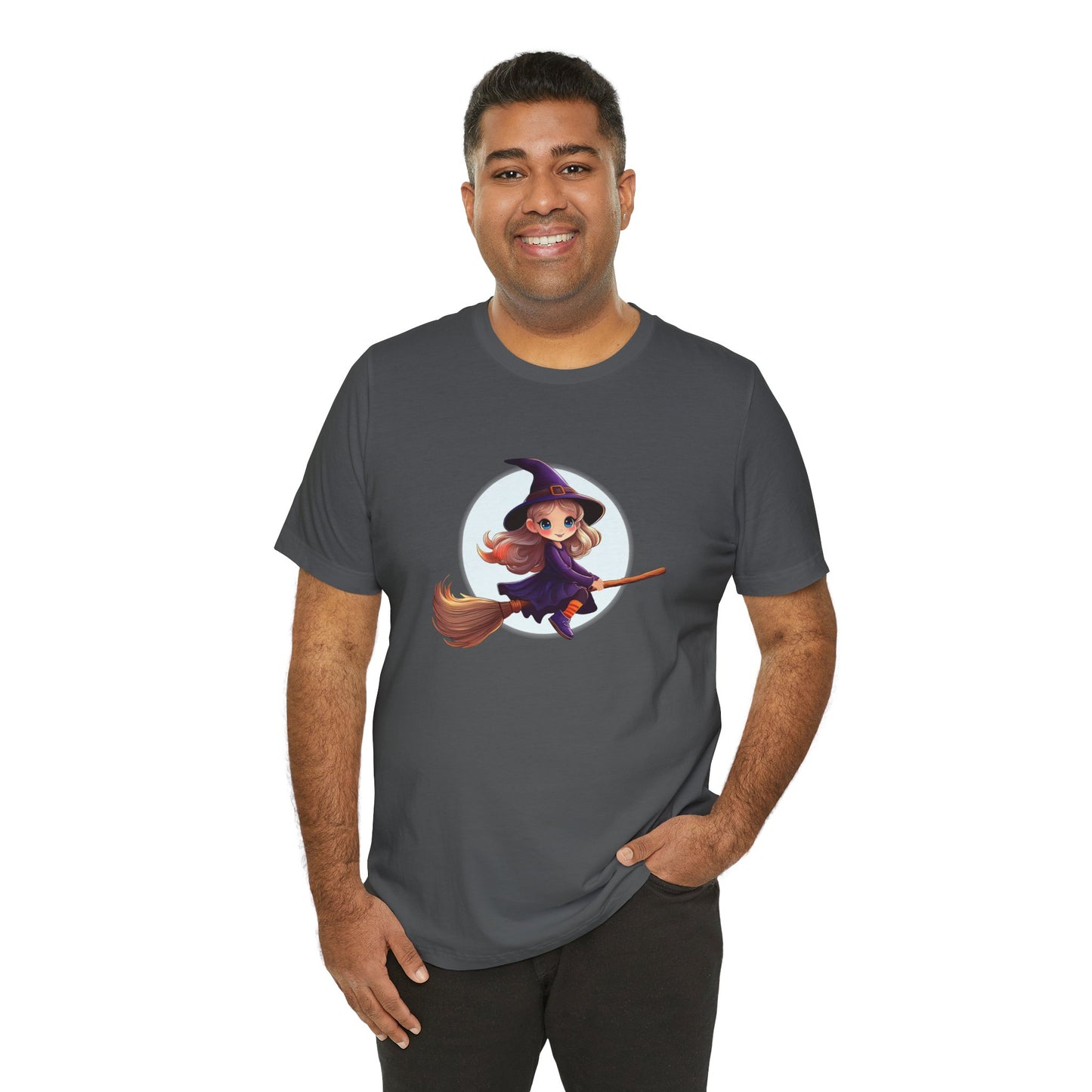 Cute Witch on a Broom Halloween Shirt – Adorable Flying Witch Graphic Tee for Kids and Magic Lovers