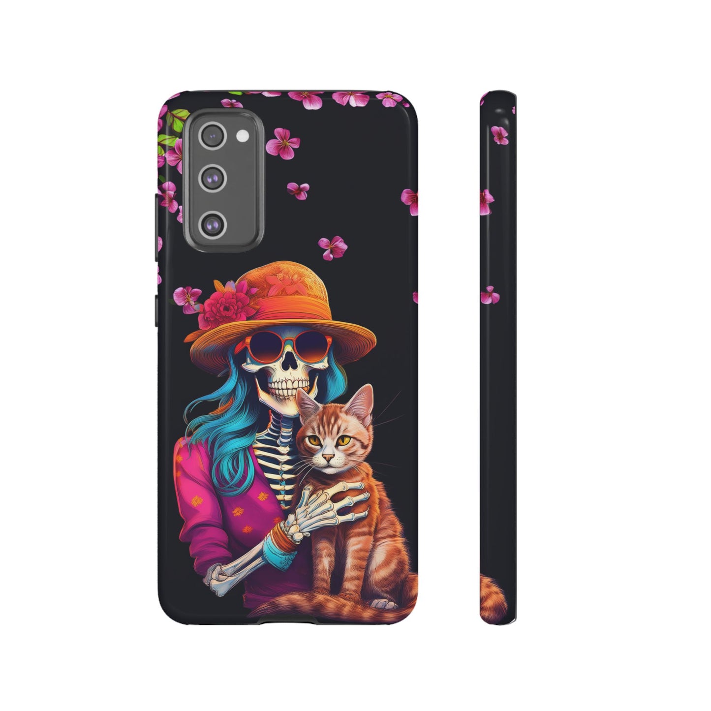 Skeleton holding a Cat Cell Phone Case 001