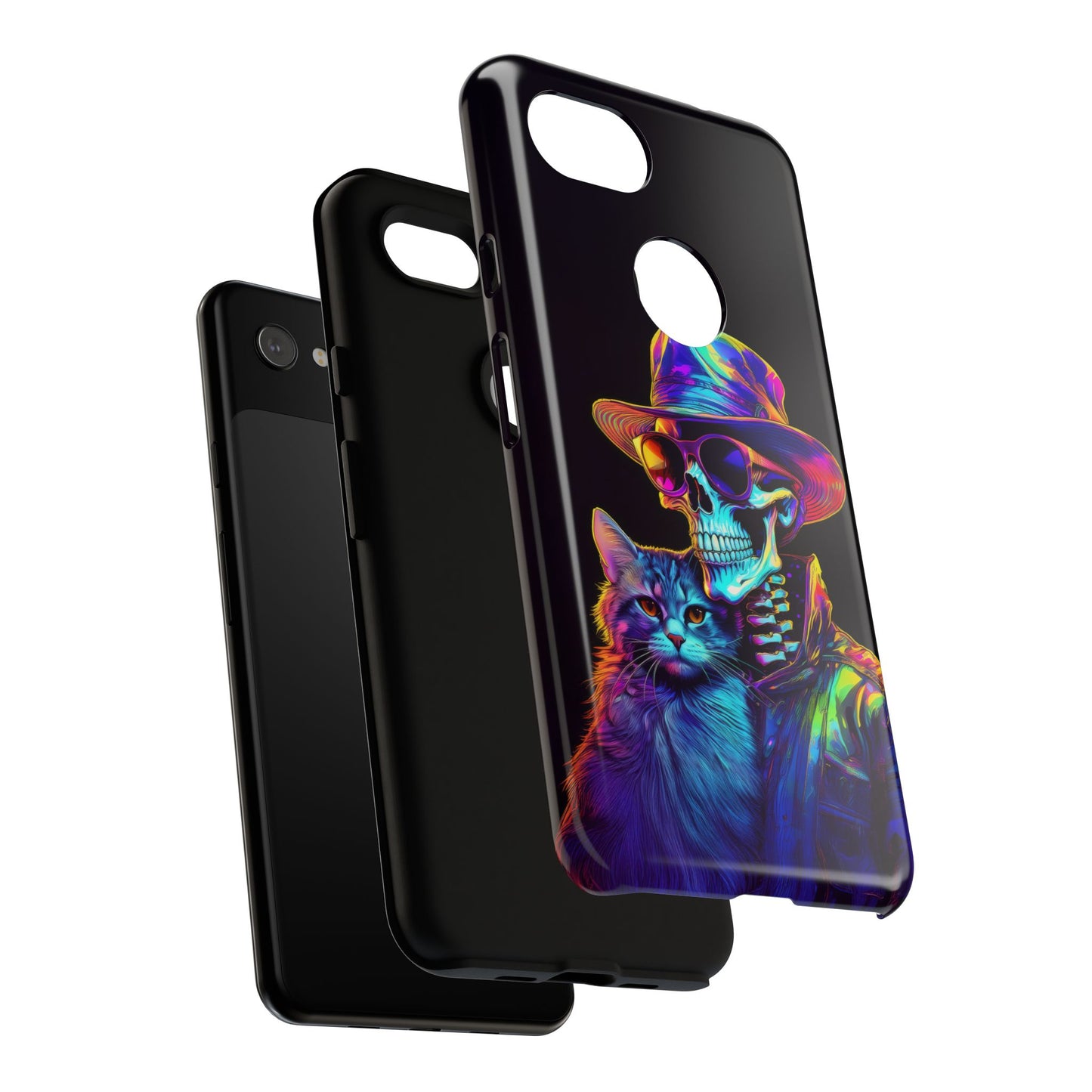 Skeleton holding a Cat Cell Phone Case 002