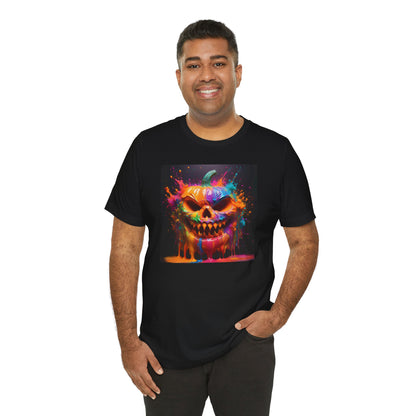 Neon Splatter Pumpkin Halloween Shirt – Vibrant Dripping Jack-o’-Lantern Graphic Tee for Bold Spooky Style