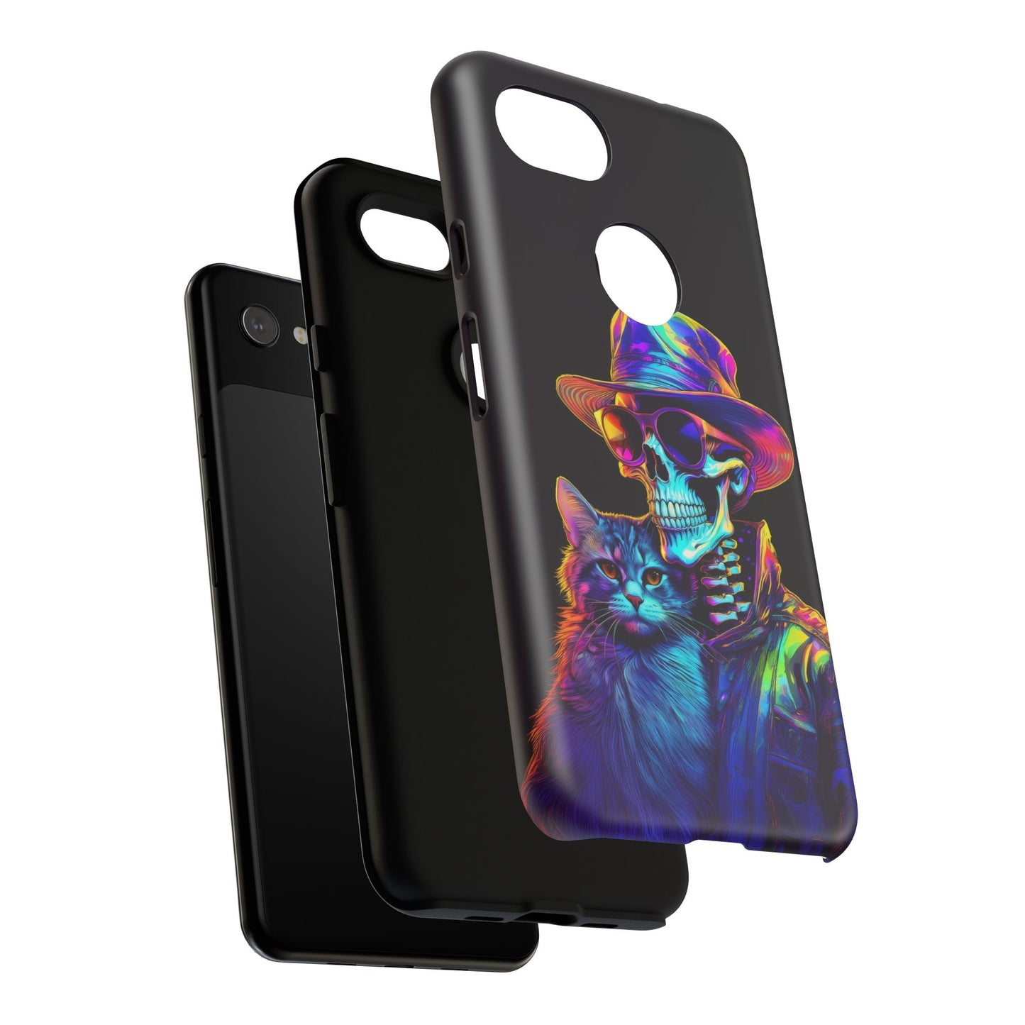 Skeleton holding a Cat Cell Phone Case 002