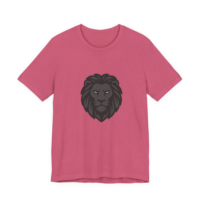 Dark Lion Graphic T-Shirt – Dark Theme Grayscale Lion Face Design on Black Tee for Strength, Confidence, and Modern Ghost Effect Style. Unisex Jersey Short Sleeve Tee