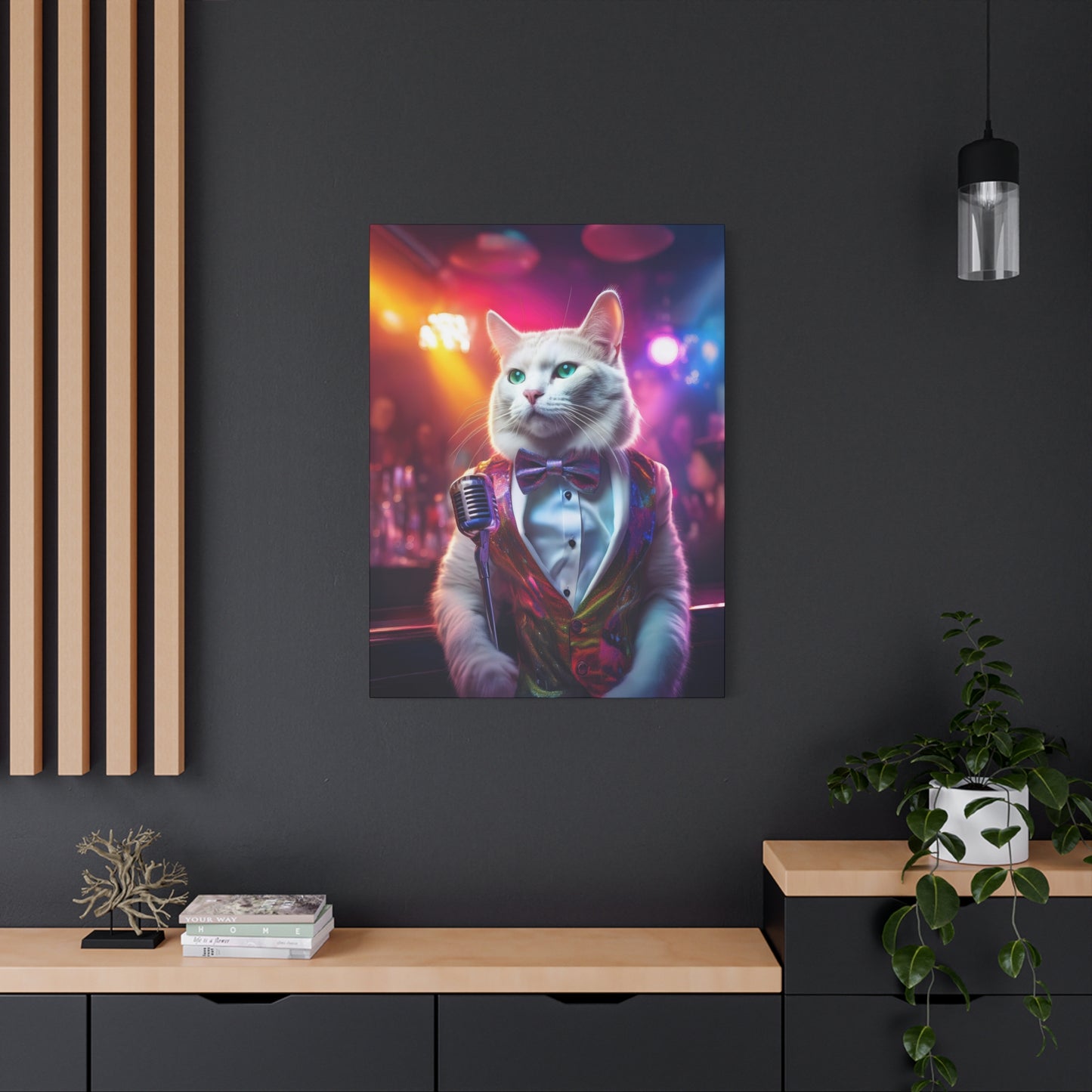 Purr-fectly Cool Lounge Cat Canvas Art | Stretched Matte Wall Decor 006