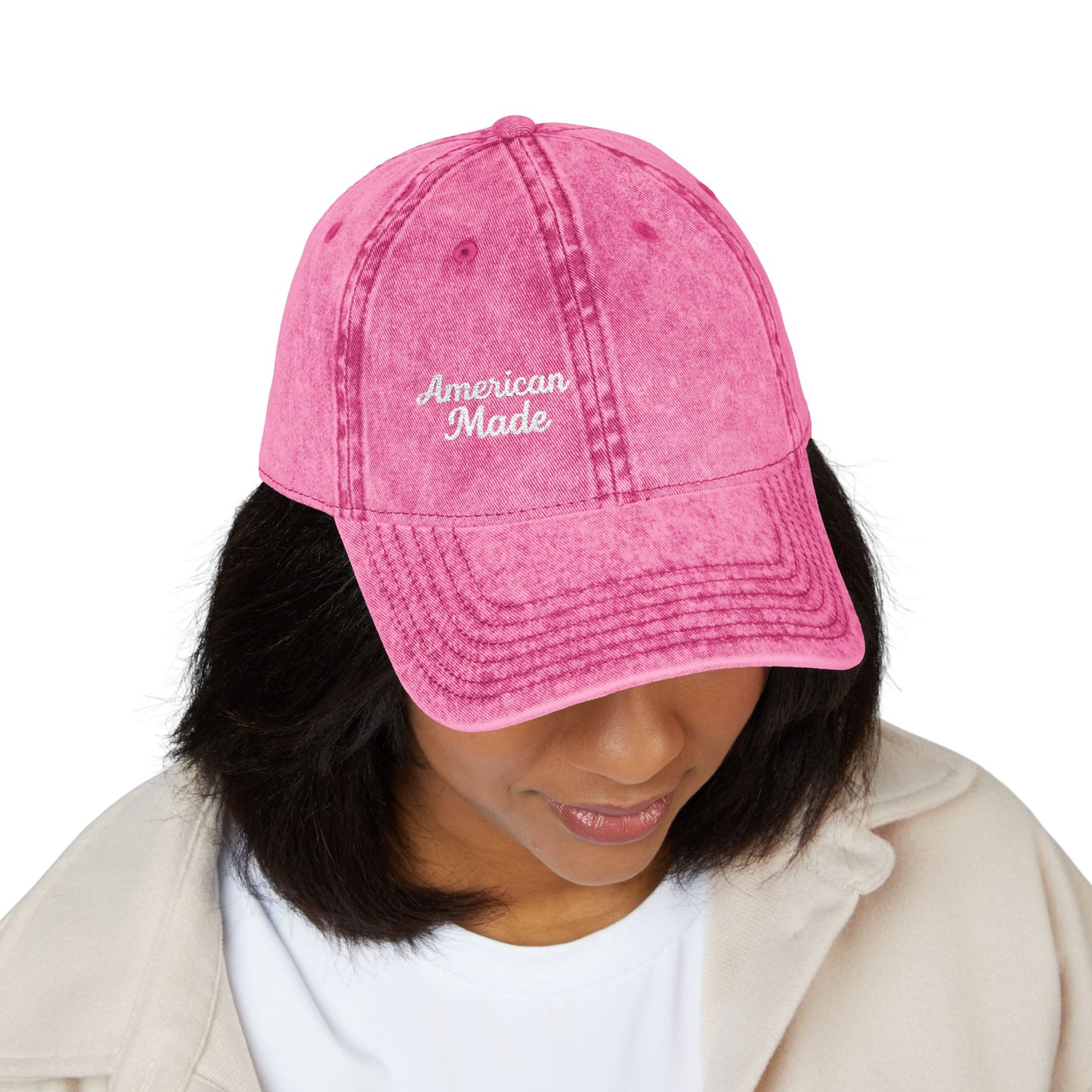 American Made Vintage Hat – Embroidered Patriotic Hat with Retro Script for USA Pride and Everyday Freedom
