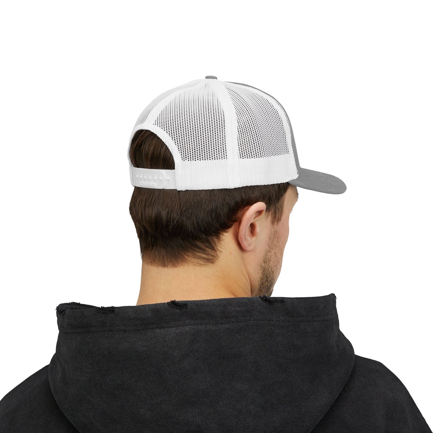 El Jefe Trucker Hat – Embroidered Bold Text Hat for Boss Energy, Leadership Style, and Latin Flair. Black Letters