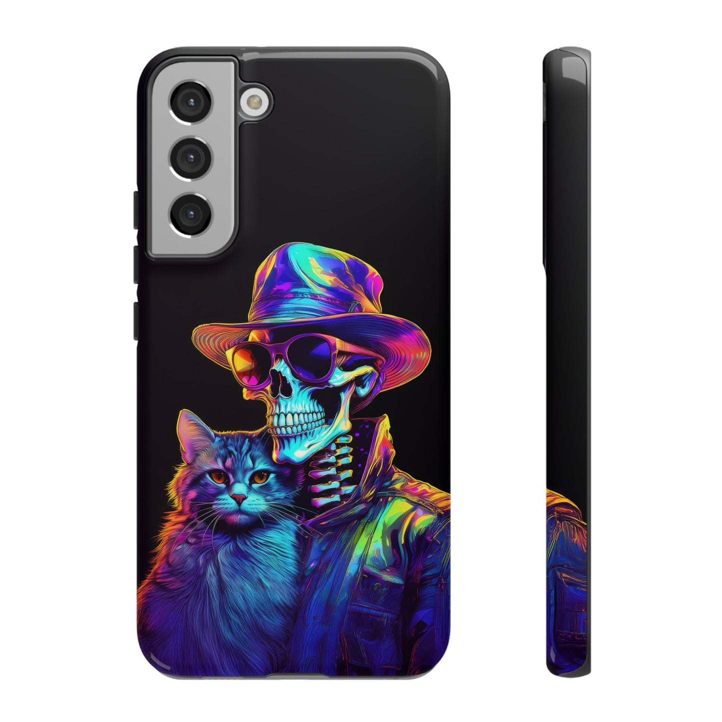 Skeleton holding a Cat Cell Phone Case 002