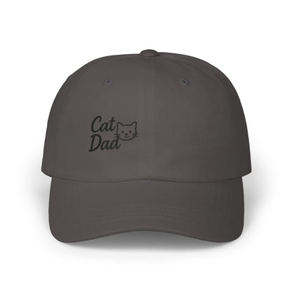 Cat Dad Classic Dad Hat – Embroidered Minimalist Cat Face Hat for Proud Pet Dads and Feline Fans. Black letters