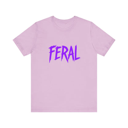 Colorful Design FERAL Shirt – Bold Purple Graphic Tee for Untamed Women Who Embrace Their Wild Side. Unisex Jersey Short Sleeve Tee