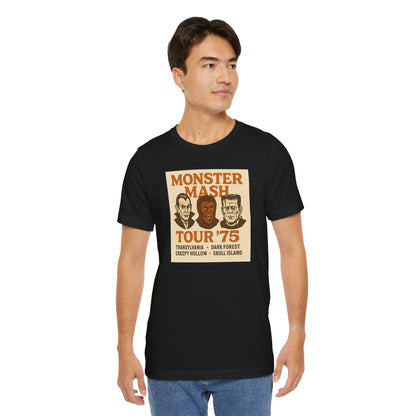 Monster Mash Tour '75 Halloween Shirt – Vintage Horror Band Tee Featuring Dracula, Wolfman, Frankenstein