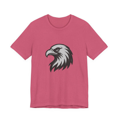 Eagle Head Graphic T-Shirt – Bold Dark Theme Grayscale Bird of Prey Design on Black Tee with Fierce Detail and Modern Ghost Effect. Unisex Jersey Short Sleeve Tee