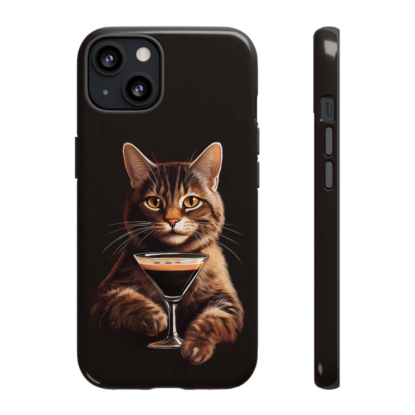 Sophisticated Cat with Espresso Martini Cell Phone Case 001