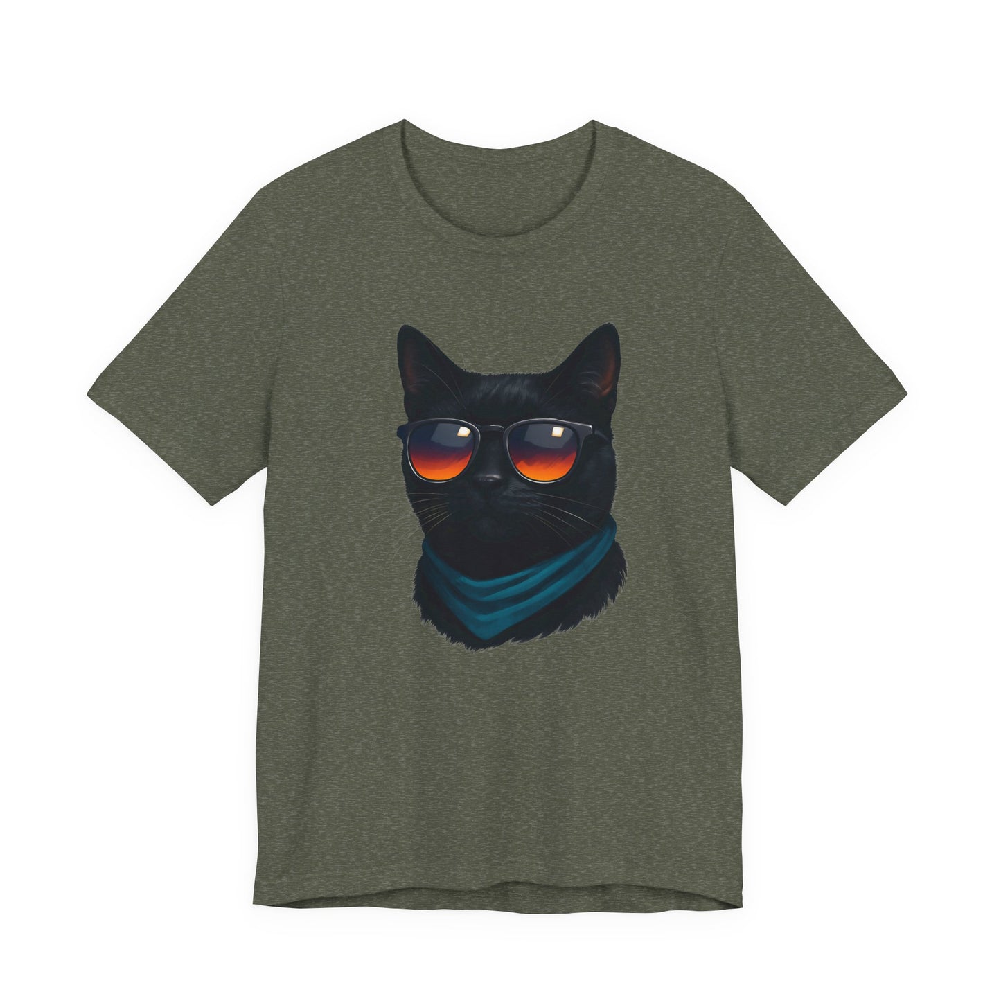 Cool Black Cat with Shades Graphic Tee Dark Theme – Retro Sunset Sunglasses Vector Design