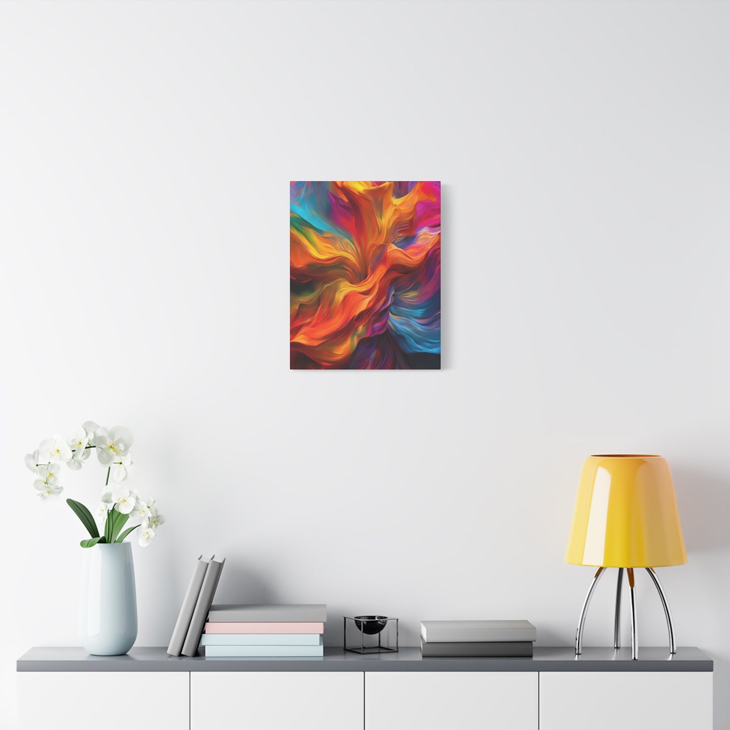 Rainbow Waves Vibrant Abstract Canvas Art - Colorful Stretched Wall Decor