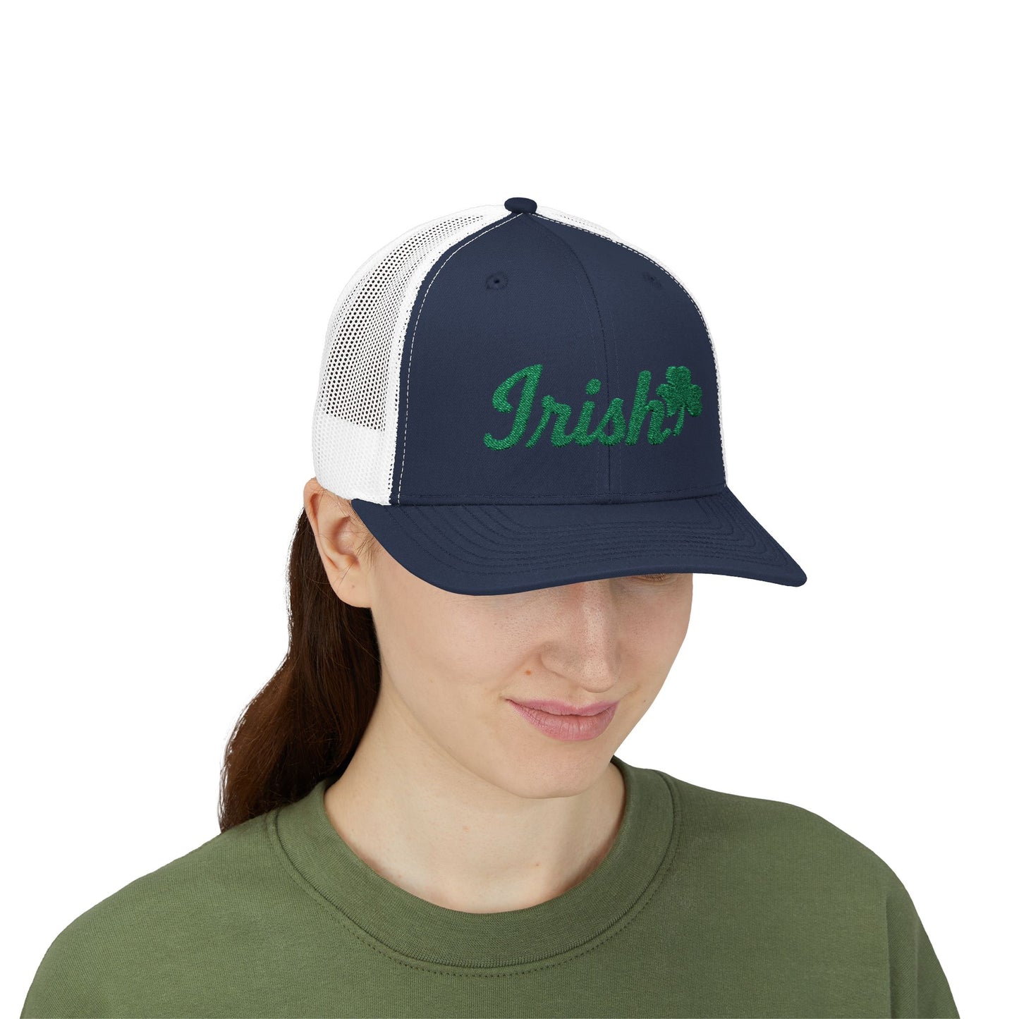 Irish Trucker Hat – Green Shamrock Hat with Script Embroidery for St. Patrick’s Day and Irish Pride