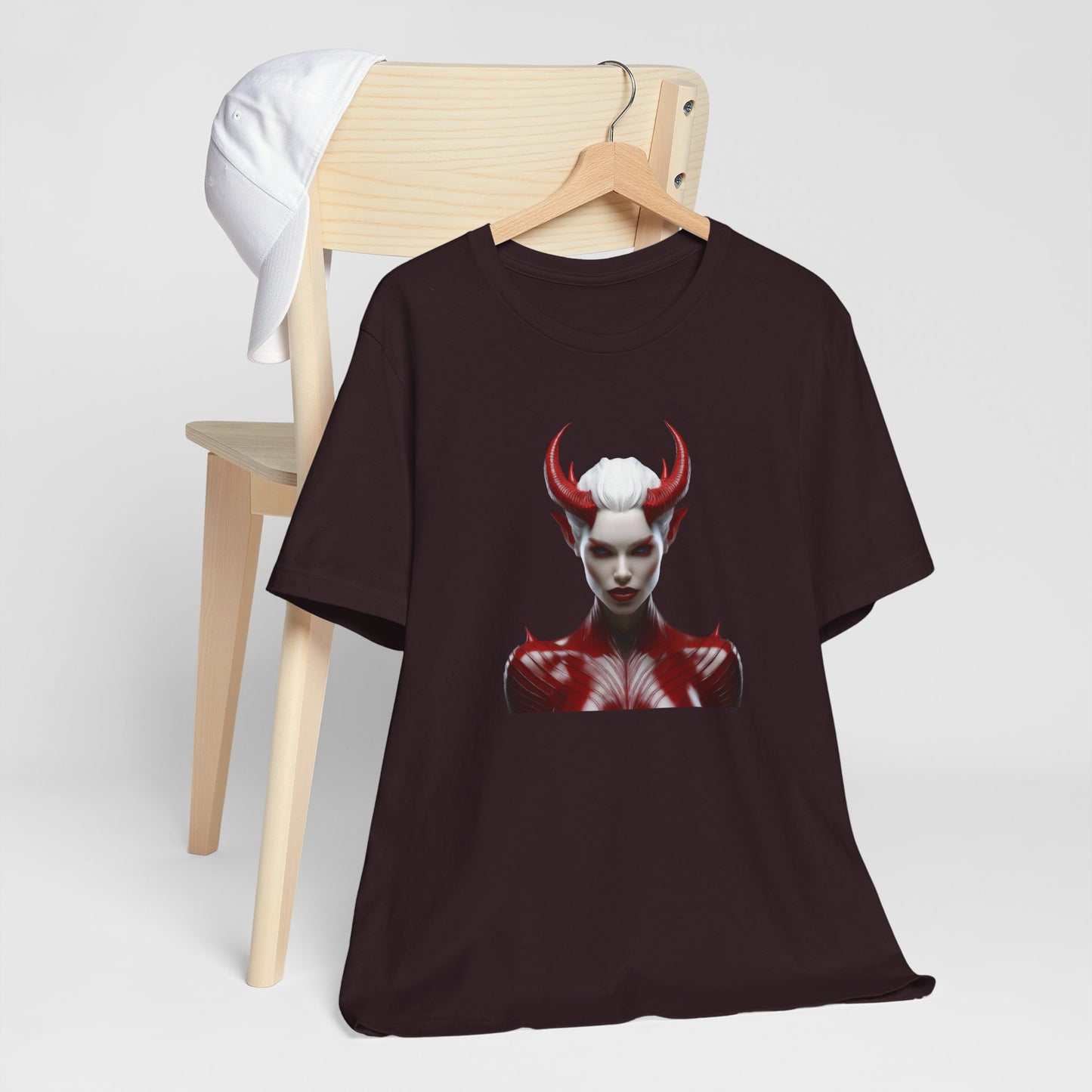 Fierce Devil Woman Halloween Shirt – Seductive Demon Graphic Tee for Bold Halloween Style