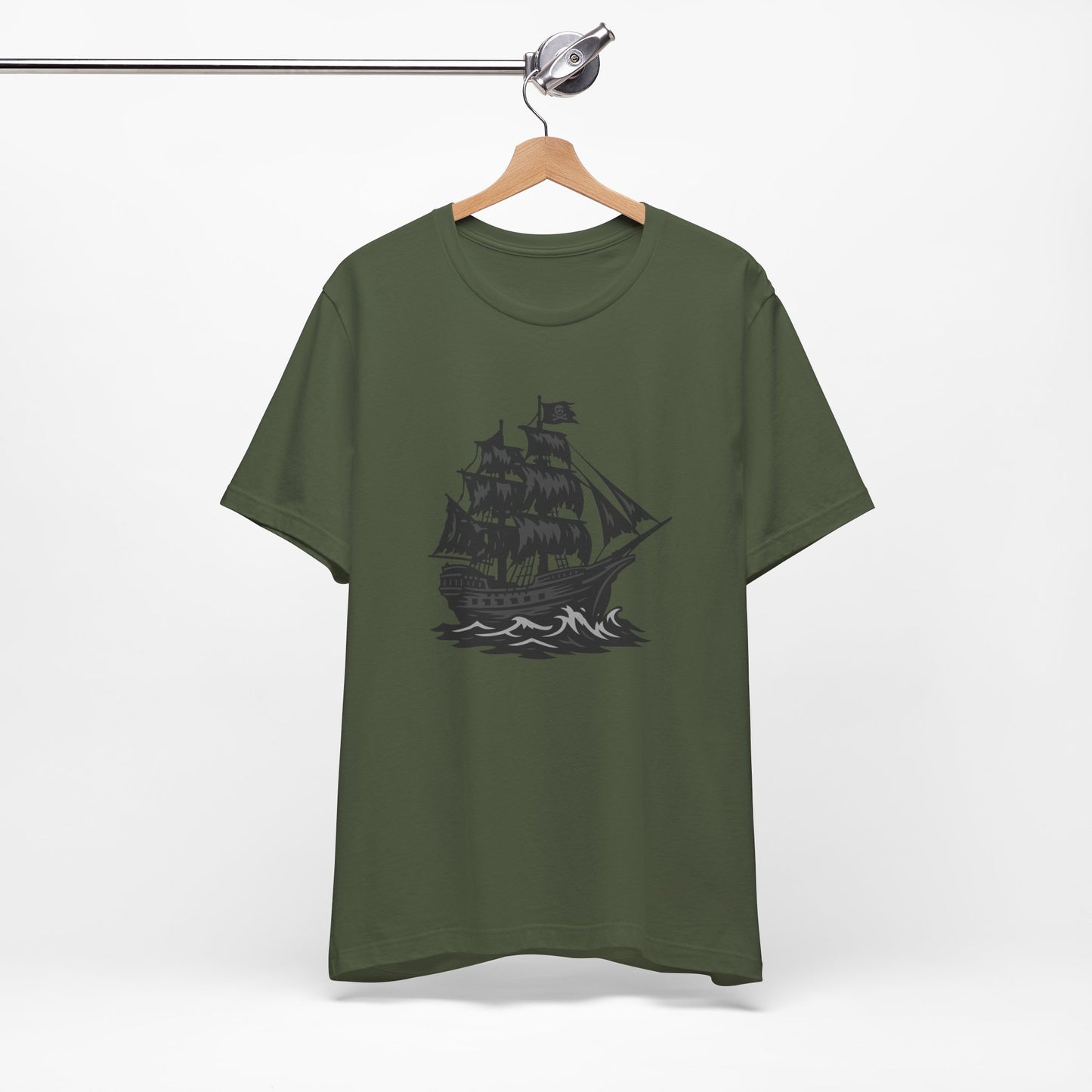 Pirate Ship Graphic Tee Dark Theme – Bold Vector Design with Ghostly Ocean Vibes